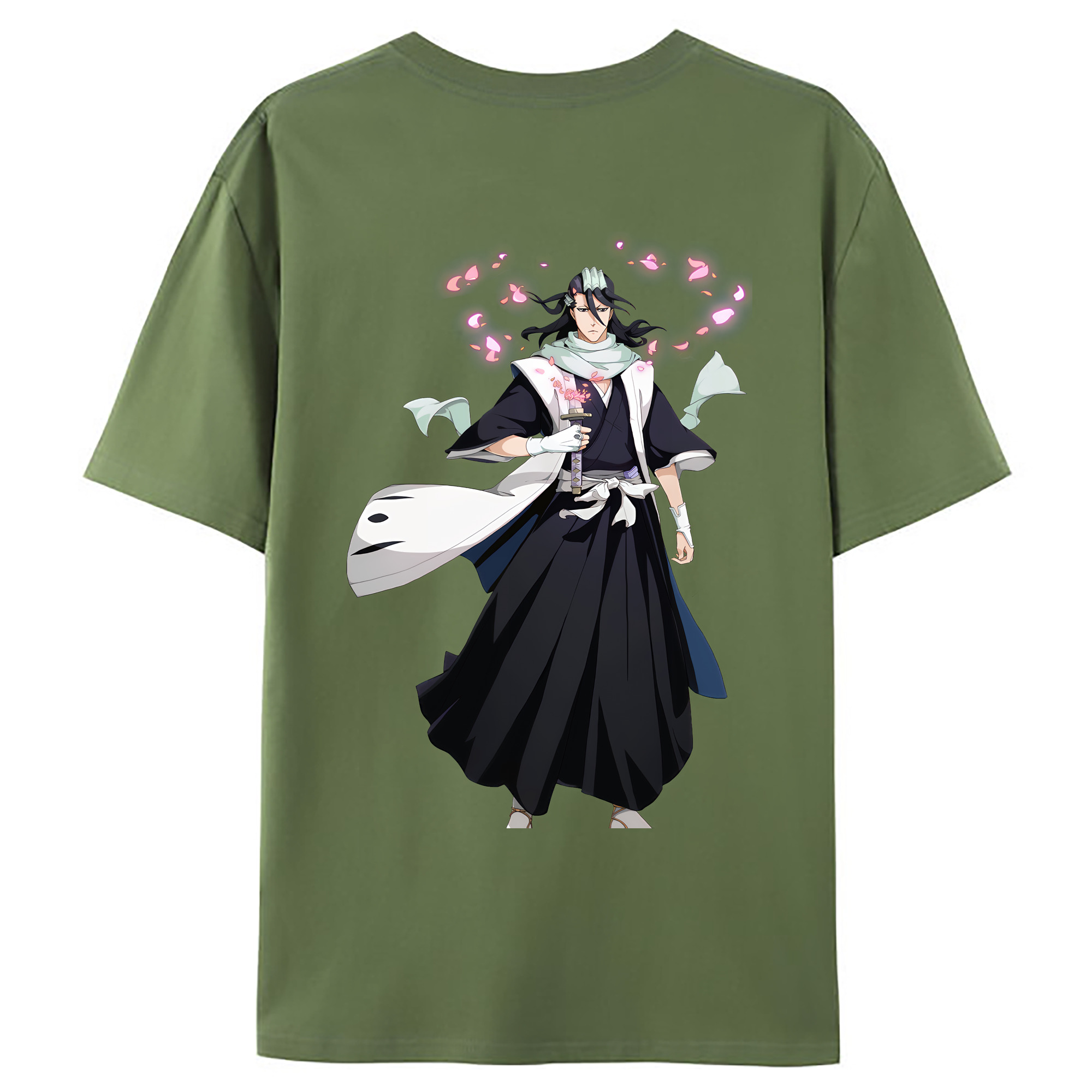 （画像用） ブリーチ くちき びゃくや BLEACH Kuchiki Byakuya 綿100％ メンズ半袖Tシャツ（バックプリント） 通気性